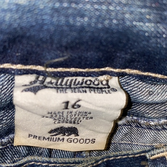 Hollywood The Jean People Size 16 Low Boot Cut Faded Denim Jeans - Picture 2 of 14